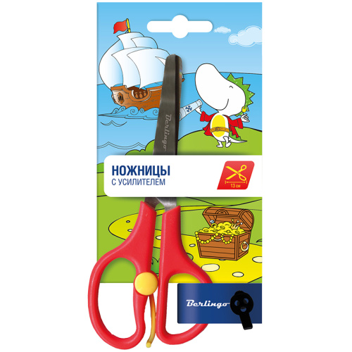 Ножницы детские Berlingo 13 см, ассорти, с усилителем