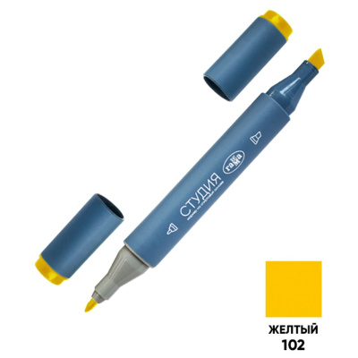 Маркер двусторонний для скетчинга Гамма "Студия", желтый, корпус трехгранный, пулевид./клиновид. нак