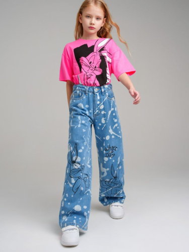 Брюки текстильные джинсовые для девочек