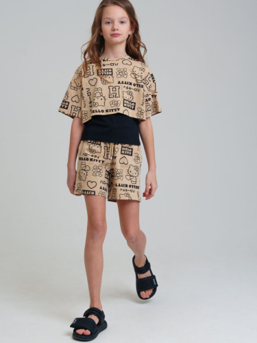 Комплект трикотажный для девочек: майка, шорты, фуфайка (футболка)