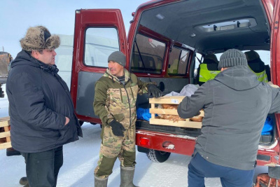 В якутский город Среднеколымск самолетом доставили кур-несушек и поросят / ЯСИА  Среднеколымский Республика Саха (Якутия)