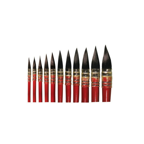 Кисть белка круглая с острым кончиком Leonard "772RO" короткая перламутровая красная ручка