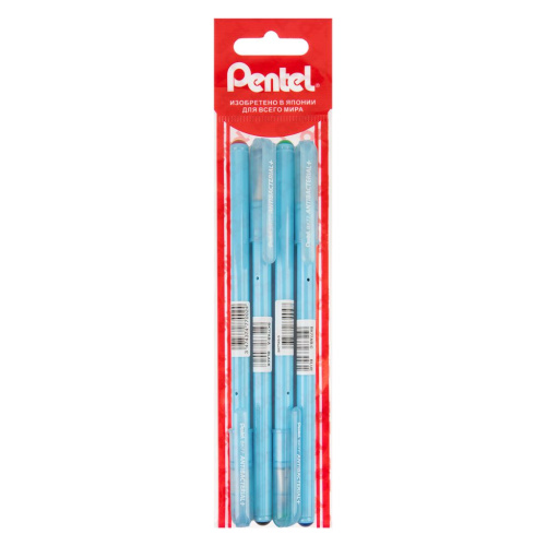 Набор ручек шариковые Pentel "Antibacterial" 4 шт, цвет чернил: ассорти