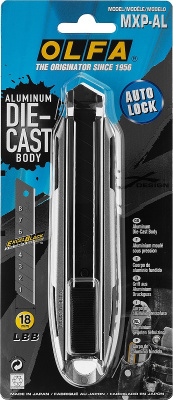 Нож OLFA X-design, цельная алюминиевая рукоятка, AUTOLOCK фиксатор, 18 мм