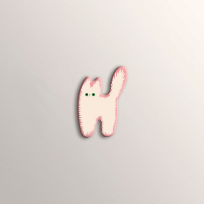 Стикер объемный "Тревожный котик Снежок"