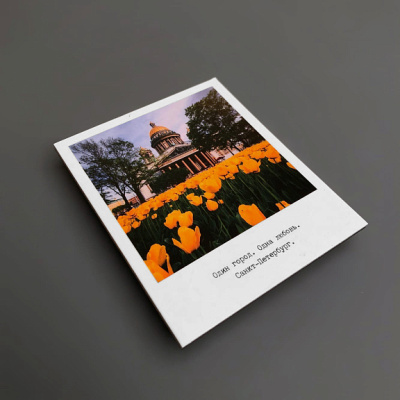 Магнит "Исаакиевский собор, тюльпаны" фото 70х85 мм