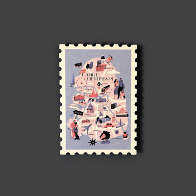 Открытка "Марка. Карта Петербурга"