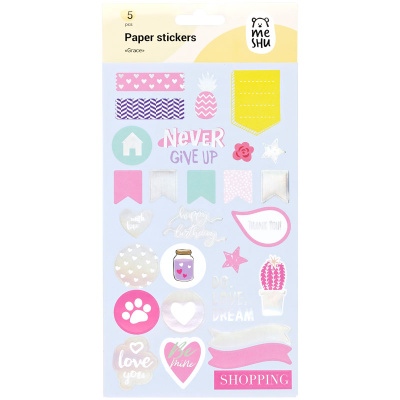 Набор бумажных наклеек MESHU "Grace" 5 шт