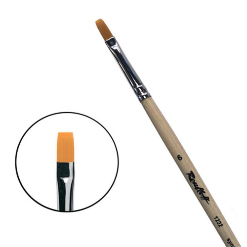 Кисть синтетика №6 плоская Roubloff "1222" длинная ручка п/лак