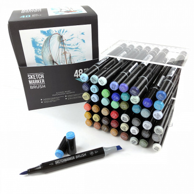 Набор маркеров Sketchmarker Brush 48 Sea style- Морской стиль (48 маркеров в пластиковом кейсе)