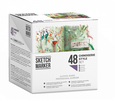 Набор маркеров Sketchmarker 48 Сhinoiserie style - Шинуазри (48 маркеров в пластиковом кейсе)