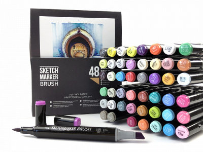Набор маркеров Sketchmarker Brush 48 Oriental style- Восточный (48 маркеров в пластиковом кейсе)
