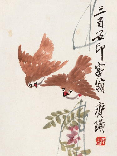 Открытка "Ци Байши. Весенние цвета."