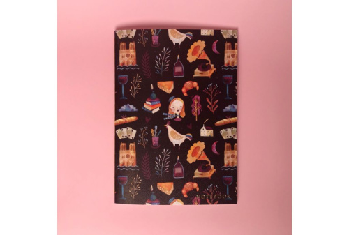 Тетрадь нелинованная France А5 24 л 90 г, золотое тиснение, бумага слоновая кость, сшивка