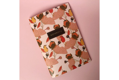 Тетрадь в точку Flower bird А5 24 л 90 г, золотое тиснение, бумага слоновая кость, сшивка
