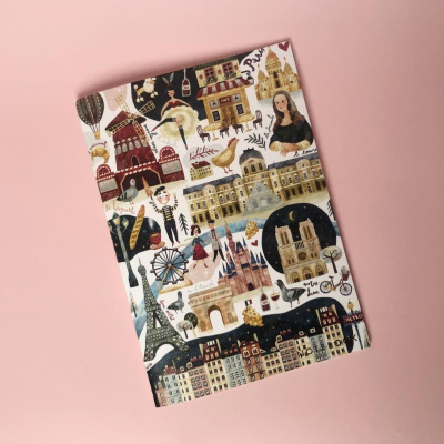 Тетрадь в клетку Paris А5 24 л 90 г, золотое тиснение, бумага слоновая кость, сшивка