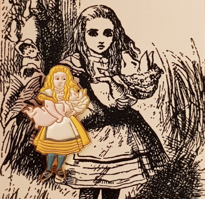 Значок эмалированный "Алиса С поросенком"