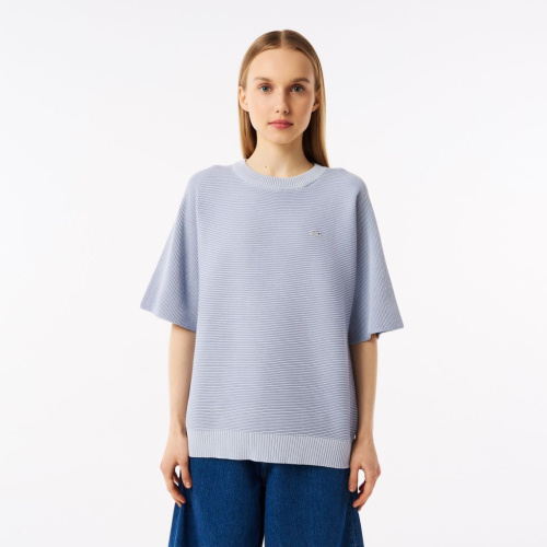 Женский вязаная футболка Lacoste Oversize с коротким рукавом