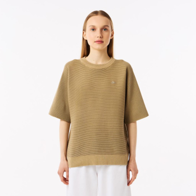 Женский вязаная футболка Lacoste Oversize с коротким рукавом
