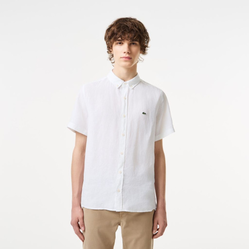 Мужская льняная  рубашка Lacoste с коротким рукавом