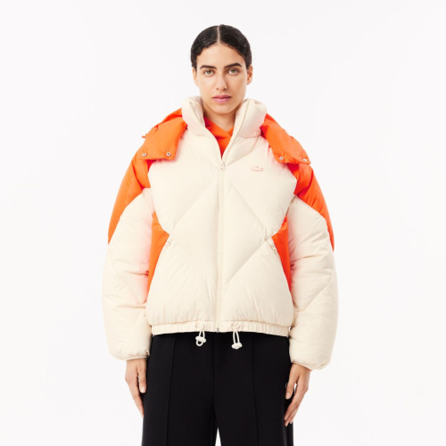 Женская короткая куртка Lacoste с высоким воротом и капюшоном