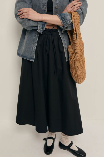 Юбка миди из хлопка с эластичным поясом