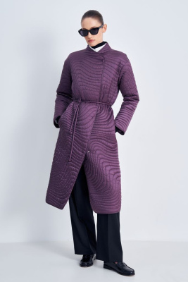 Двубортное утепленное пальто с воротником-стойкой