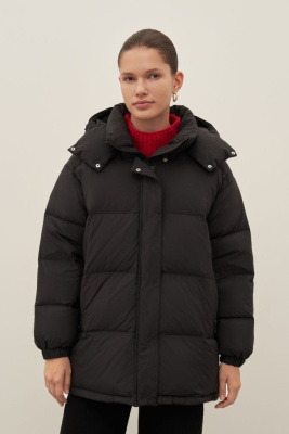 Пуховик с воротником-стойкой