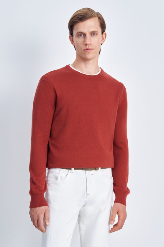 Джемпер из хлопка и шерсти с округлым вырезом