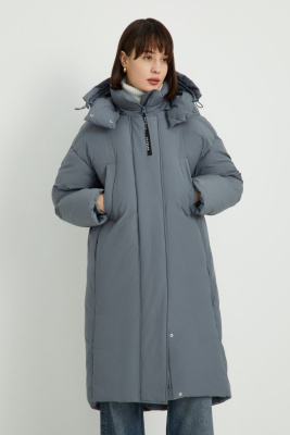 Пуховое пальто широкого силуэта с хлопком