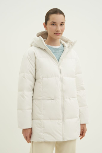 Стеганый пуховик с капюшоном