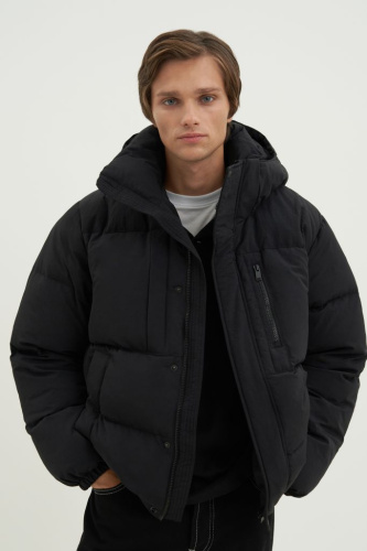 Пуховик с воротником-стойкой