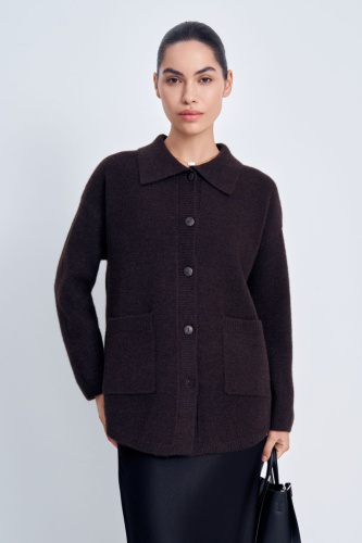 Кардиган свободного силуэта с отложным воротником