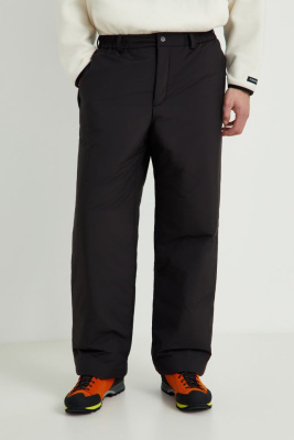 Утепленные брюки широкого кроя с утяжниками по низу