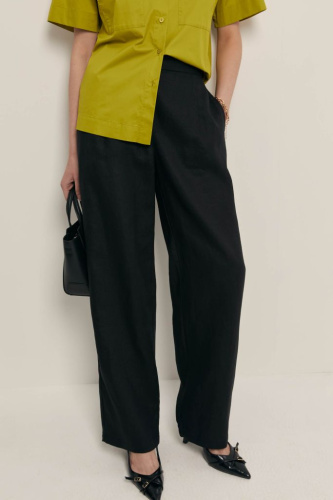 Брюки прямого кроя с добавлением льна