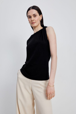 Топ из хлопка с открытым плечом и фигурным узлом