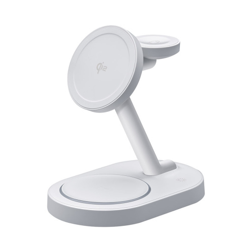 Беспроводное зарядное устройство Deppa MagSafe Qi2 NEO 3 в 1 (23167) для iPhone/Apple Watch/Airpods 23Вт/подсветка (белый)