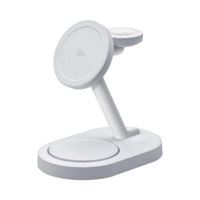 Беспроводное зарядное устройство Deppa MagSafe Qi2 NEO 3 в 1 (23167) для iPhone/Apple Watch/Airpods 23Вт/подсветка (белый)