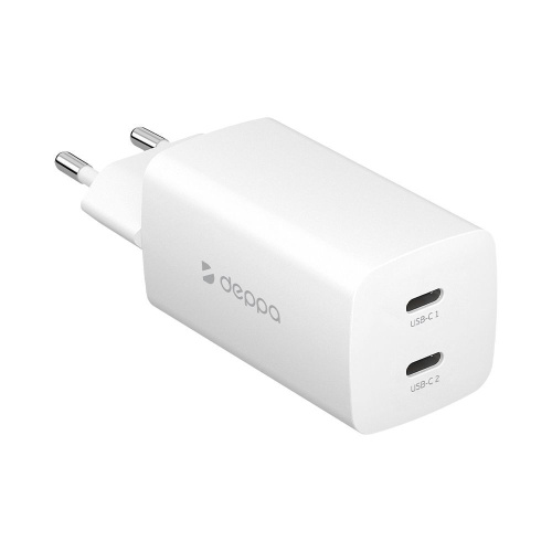 Сетевое зарядное устройство Deppa (11445) Wall charger GaN 65W 3.0А 2хType-C (белый)