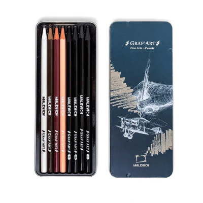 Набор графических материалов Малевичъ 8 шт, в металлической коробке
