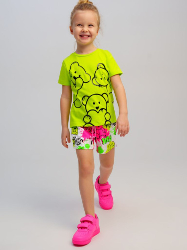 Комплект трикотажный для девочек: фуфайка (футболка), шорты