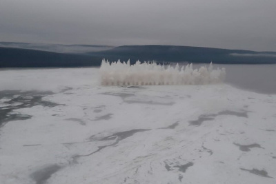 У села Хоринцы Якутии на реке Лене взорвали ледяной затор / ЯСИА   Республика Саха (Якутия)