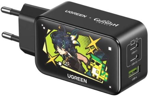 Сетевое зарядное устройство UGREEN x Genshin Impact Nexode USB-A + 2хUSB-C, 65Вт, GaN черный