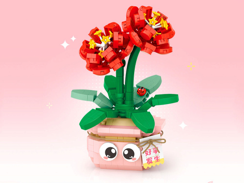 8841_MK Конструктор Красные цветы в горшочке