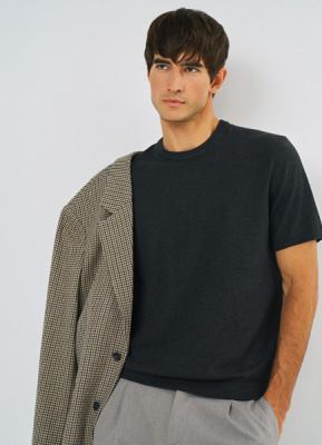 Вязаная футболка из пряжи, Серый