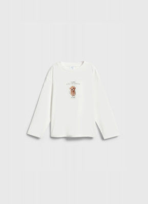 Лонгслив с принтом для девочек, Белый