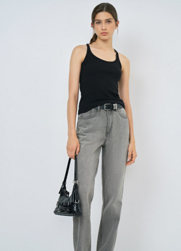 Прямые джинсы со средней посадкой, Серый