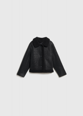 Дублёнка из искусственной кожи с мехом для девочек, Черный