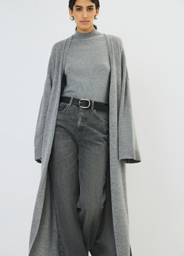 Прямые джинсы с высокой посадкой, Серый