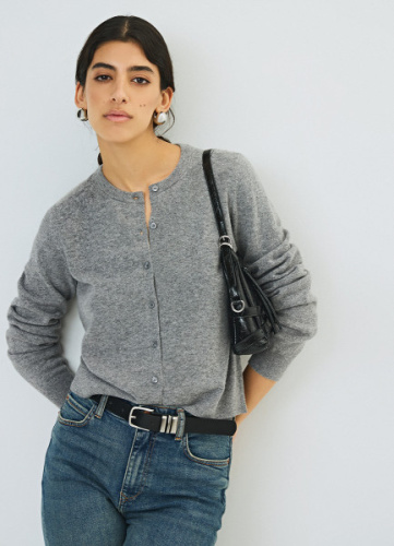 Укороченный кардиган на пуговицах, Серый
